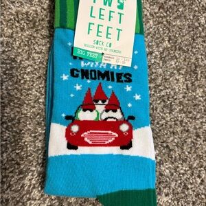 Two Left Feet Gnome Christmas Socks Size 10-12.5 Women 8.5 - 13 Men